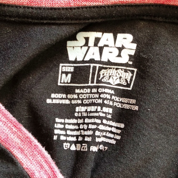 Star Wars Join the Dark Side Raglan Red Black Tee Darth Vader - Picture 5 of 5